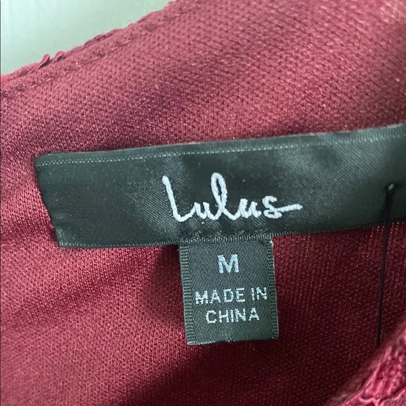 NWT Lulus Take Me To Brunch Elegant Lace Dress in Burgundy Size Medium - Picture 5 of 7